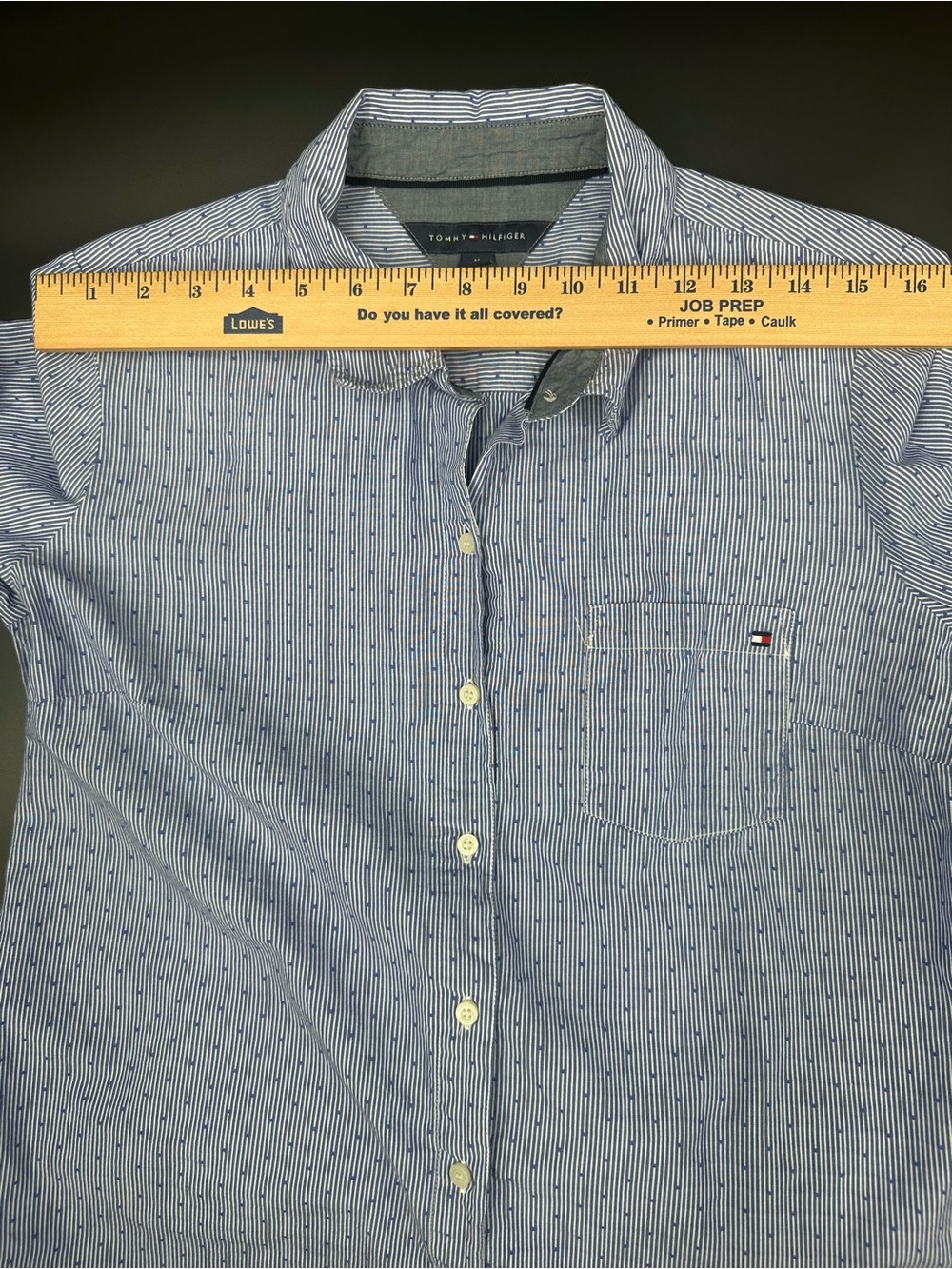 Tommy Hilfiger Blue Stripe Button Front Shirt Medium 100% Cotton Preppy 1268 - Picture 7 of 9